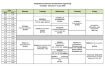 Timetables for the New Semester – Faculty of Engineering, University of ...